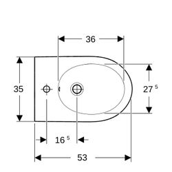 Geberit Acanto Wandbidet, geschlossenes Keramikdesign mit Überlauf, 53cm, Weiß... GEBERIT-502825001 4025410071699 (Abb. 1)