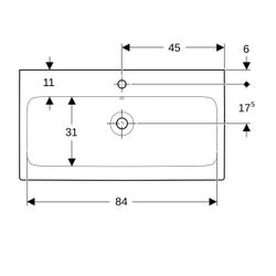 Geberit iCon Waschtisch, Breite 90cm, Tiefe 48,5cm, Hahnloch mittig, Überlauf sichtb... GEBERIT-124090600 4022009304367 (Abb. 1)