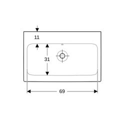 Geberit iCon Waschtisch, Breite 75cm, Tiefe 48,5cm, ohne Hahnloch, Überlauf sichtbar... GEBERIT-124078000 4022009333183 (Abb. 1)