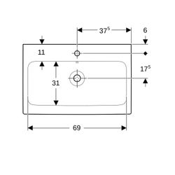 Geberit iCon Waschtisch, Breite 75cm, Tiefe 48,5cm, Hahnloch mittig, Überlauf sichtb... GEBERIT-124075000 4022009304336 (Abb. 1)