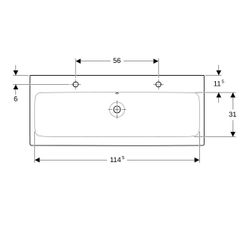 Geberit iCon Waschtisch, Breite 120cm, Tiefe 48,5cm, Hahnloch links, rechts, Überlau... GEBERIT-124020600 4022009304381 (Abb. 1)