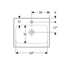 Geberit iCon Waschtisch, Breite 60cm, Tiefe 48,5cm, Hahnloch mittig, ohne Überlauf, ... GEBERIT-124062000 4022009367799 (Abb. 1)