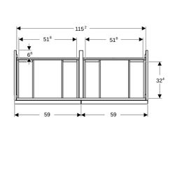 Geberit Acanto Unterschrank für Doppelwaschtisch 2 Schubladen/Innenschubladen WT 120... GEBERIT-503007JK1 4025410143488 (Abb. 1)