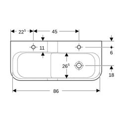 Geberit Bambini Spiel-/Waschlandschaft, 2 Waschplätze, tieferes Becken rechts B 90cm... GEBERIT-502974SX1 4064746000386 (Abb. 1)
