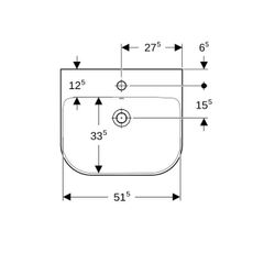 Geberit Smyle Waschtisch, Breite 55cm, Tiefe 48cm, Hahnloch mittig, Überlauf sichtba... GEBERIT-500227011 4025416520283 (Abb. 1)