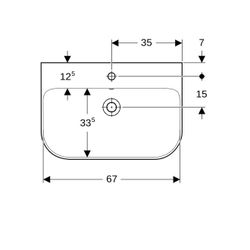 Geberit Smyle Waschtisch, Breite 70cm, Tiefe 48cm, Hahnloch mittig, Überlauf sichtba... GEBERIT-500248018 4025416362753 (Abb. 1)