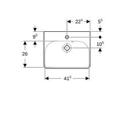 Geberit Smyle Square Handwaschbecken, asymmetrischem Überlauf, 45x16x36cm, Hahnloch ... GEBERIT-500222018 4025416428893 (Abb. 1)