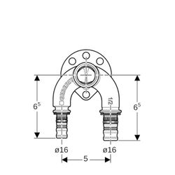 Geberit Mepla Doppelanschlusswinkel 90 Grad, d 16mm, Rp 1/2″, d1 16mm, L1 6,5cm, Rot... GEBERIT-601273005 4025416355038 (Abb. 1)