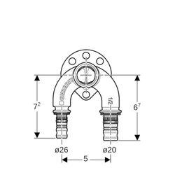 Geberit Mepla Doppelanschlusswinkel 90 Grad, d 26mm, Rp 1/2″, d1 20mm, L1 7,2cm, Rot... GEBERIT-603275005 4025416616238 (Abb. 1)