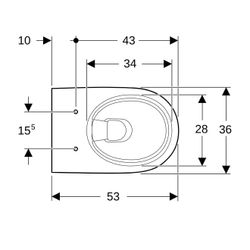 Geberit Renova Wand-WC Tiefspüler, teilgeschlossene Form, Rimfree Tiefe 53cm, Weiß/K... GEBERIT-203070600 4022009348293 (Abb. 1)