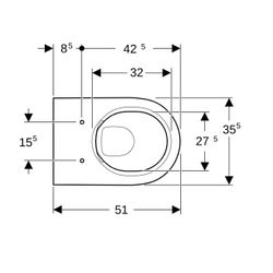 Geberit Acanto Wand-WC Tiefspüler, geschlossene Form, Rimfree Tiefe 51cm, Weiß/KeraT... GEBERIT-500600018 4022009353259 (Abb. 1)