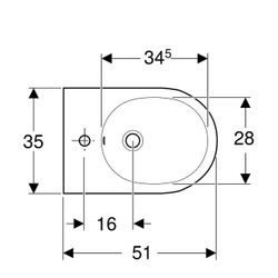 Geberit Acanto Wandbidet geschlossene Form, Tiefe 51cm, Überlauf sichtbar, Weiß... GEBERIT-500601012 4022009352016 (Abb. 1)