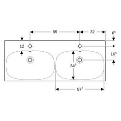 Geberit Acanto Doppelwaschtisch, Breite 120cm, Tiefe 48,2cm, Hahnloch mittig, Überla... GEBERIT-500627018 4022009353068 (Abb. 1)