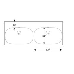 Geberit Acanto Doppelwaschtisch, Breite 120cm, Tiefe 48,2cm, ohne Hahnloch, Überlauf... GEBERIT-500628012 4022009352900 (Abb. 1)