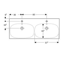 Geberit Acanto Doppelwaschtisch, Breite 120cm, Tiefe 48,2cm, Hahnloch mittig, Überla... GEBERIT-500627012 4022009352894 (Abb. 1)