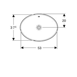 Geberit VariForm Einbauwaschtisch, oval, Breite 55cm, Tiefe 40cm, ohne Hahnloch, Übe... GEBERIT-500717012 4025416835202 (Abb. 1)