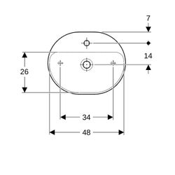 Geberit VariForm Aufsatzwaschtisch, elliptisch, Hahnlochbank, B 50cm T 40cm Hahnloch... GEBERIT-500776002 4025416303084 (Abb. 1)
