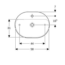 Geberit VariForm Aufsatzwaschtisch, elliptisch, Hahnlochbank, B 60cm T 45cm Hahnloch... GEBERIT-500778002 4025416303114 (Abb. 1)