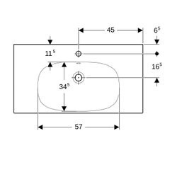 Geberit Acanto Waschtisch mit Ablagefläche, Breite 90cm, Tiefe 48,2cm, Hahnloch mitt... GEBERIT-500623018 4022009353020 (Abb. 1)