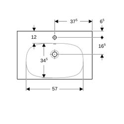 Geberit Acanto Waschtisch mit Ablagefläche, Breite 75cm, Tiefe 48,2cm, Hahnloch mitt... GEBERIT-500622012 4022009355321 (Abb. 1)