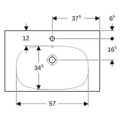 Geberit Acanto Waschtisch mit Ablagefläche, Breite 75cm, Tiefe 48,2cm, Hahnloch mitt... GEBERIT-500622012 4022009355321 (Abb. 1)