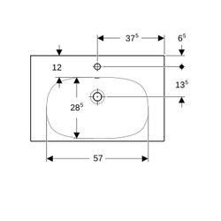 Geberit Acanto Waschtisch verk. Ausladung, Ablagefläche, B 75cm T 42,2cm Hahnloch mi... GEBERIT-500632012 4022009352948 (Abb. 1)