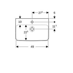 Geberit Renova Compact Waschtisch, Breite 55cm, Tiefe 37cm, Hahnloch mittig, Überlau... GEBERIT-226155600 4022009329193 (Abb. 1)