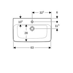 Geberit Renova Compact Waschtisch, Breite 65cm, Tiefe 40cm, Hahnloch mittig, ohne Üb... GEBERIT-501715008 4025410868817 (Abb. 1)