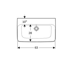 Geberit Renova Compact Waschtisch, Breite 65cm, Tiefe 40cm, ohne Hahnloch, Überlauf ... GEBERIT-501716008 4025410868756 (Abb. 1)