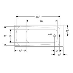 Geberit Renova Rechteckbadewanne 170x75cm, Gesamtvolumen 188l... GEBERIT-554205011 4025410591043 (Abb. 1)