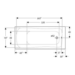 Geberit Renova Rechteckbadewanne 180x80cm, Gesamtvolumen 218l... GEBERIT-554206011 4025410591050 (Abb. 1)