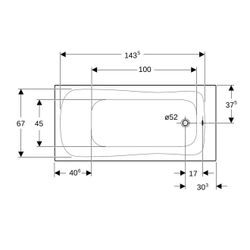 Geberit Renova Rechteckbadewanne 160x75cm, Gesamtvolumen 173l... GEBERIT-554203011 4025410591029 (Abb. 1)