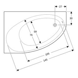 Geberit Renova asymmetrische Badewanne Länge 100cm, Breite 100cm, Abgang rechts... GEBERIT-657350000 4022009282139 (Abb. 1)