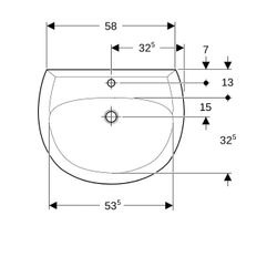 Geberit Renova Waschtisch, Breite 65cm, Tiefe 51cm, Hahnloch mittig, Überlauf sichtb... GEBERIT-223065010 4022009270488 (Abb. 1)