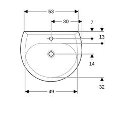 Geberit Renova Waschtisch, Breite 60cm, Tiefe 49cm, Hahnloch mittig, Überlauf sichtb... GEBERIT-223060010 4022009269376 (Abb. 1)