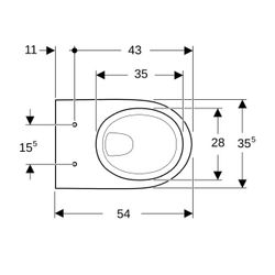 Geberit Renova Wand-WC Tiefspüler, Rimfree Tiefe 54cm, Weiß/KeraTect... GEBERIT-203050600 4022009315769 (Abb. 1)