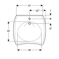 Geberit Vitalis Waschtisch barrierefrei, Breite 65cm, Tiefe 60cm, Hahnloch mittig, Ü... GEBERIT-121766000 4022009204049 (Abb. 1)