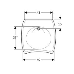 Geberit Vitalis Waschtisch barrierefrei, Breite 55cm, Tiefe 55cm, ohne Hahnloch, ohn... GEBERIT-221555600 4022009207682 (Abb. 1)