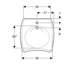 Geberit Vitalis Waschtisch barrierefrei, Breite 55cm, Tiefe 55cm, Hahnloch mittig, Ü... GEBERIT-501542011 4025410756985 (Abb. 1)