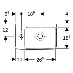 Geberit Renova Compact Handwaschbecken verkü. Ausladung, o. Ablagefläche 40x15x25cm,... GEBERIT-276240000 4022009327359 (Abb. 1)