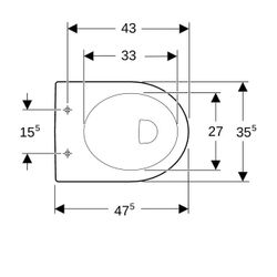 Geberit Renova Stand-WC Flachspüler, Abgang horizontal, teilgeschlossene Form, Tiefe... GEBERIT-203010000 4022009285017 (Abb. 1)