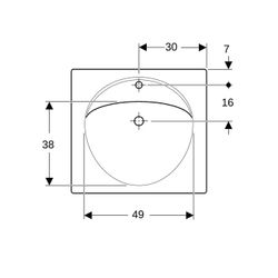 Geberit Preciosa Waschtisch mit Ablagefläche, Breite 60cm, Tiefe 55cm, Hahnloch mitt... GEBERIT-253230000 4022009053944 (Abb. 1)