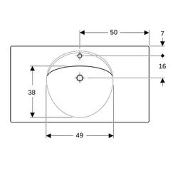 Geberit Preciosa Waschtisch mit Ablagefläche, Breite 100cm, Tiefe 55cm, Hahnloch mit... GEBERIT-124200600 4022009208313 (Abb. 1)