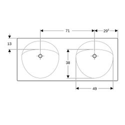 Geberit Preciosa Doppelwaschtisch, Breite 130cm, Tiefe 55cm, ohne Hahnloch, Überlauf... GEBERIT-133220000 4022009010442 (Abb. 1)