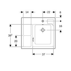 Geberit Bambini Waschtisch mit seitlichem Schwammbecken, 60x16,3x55cm... GEBERIT-162700000 4022009011708 (Abb. 1)