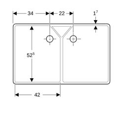 Geberit Publica Mehrzweckbecken mit zwei Becken und Überlauf 90x25x56cm... GEBERIT-350490000 4022009077650 (Abb. 1)