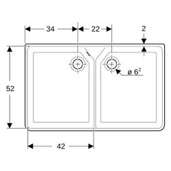 Geberit Publica Mehrzweckbecken mit zwei Becken und Überlauf 90x25x56cm... GEBERIT-350490000 4022009077650 (Abb. 1)