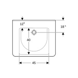 Geberit Renova Comfort Square Waschtisch barrierefrei, Breite 65cm, Tiefe 55cm, ohne... GEBERIT-128666000 4022009317749 (Abb. 1)