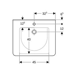 Geberit Renova Comfort Square Waschtisch barrierefrei, Breite 65cm, Tiefe 55cm, Hahn... GEBERIT-128665000 4022009317725 (Abb. 1)