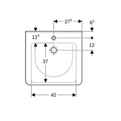 Geberit Renova Comfort Square Waschtisch barrierefrei, Breite 55cm Tiefe 52,5cm Hahn... GEBERIT-128557600 4022009312355 (Abb. 1)